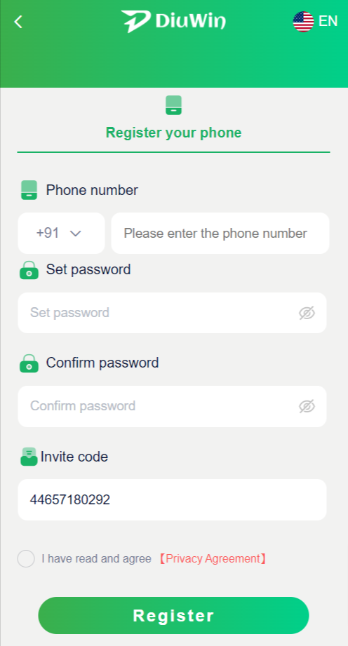 Register on DiuWin
